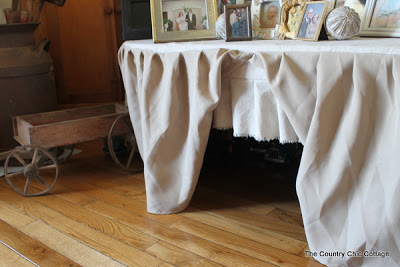 close up of skirted table 