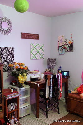 desk area in a teen girls room 