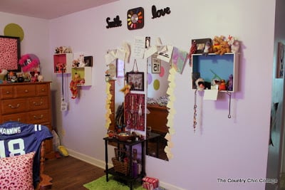 Mementos displayed in girls room
