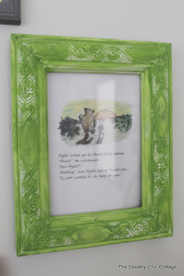 Framed Winnie the Pooh book page.