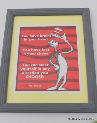 Cat in the Hat framed brains in your head print.