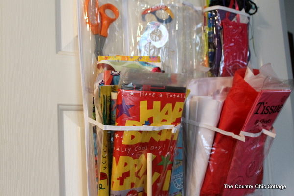 Gift wrap supplies storage