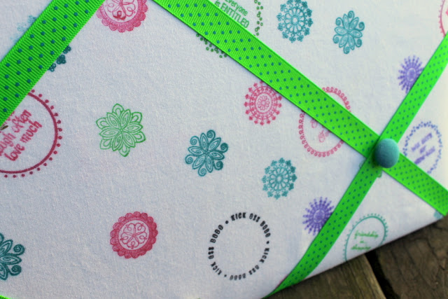 bottom of stamped fabric memo board