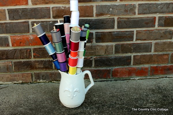 sewing thread organization made from pitcher