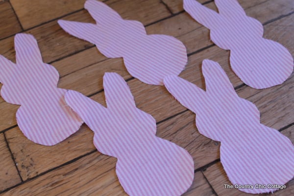 bunny shaped pink and white fabric cutouts