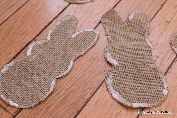 bunny-shaped burlap cutouts