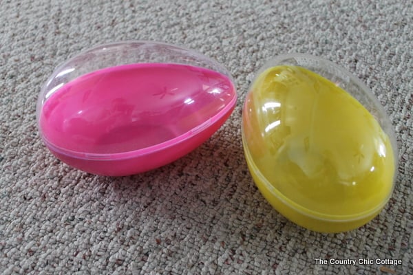 pink and yellow plastic easter eggs