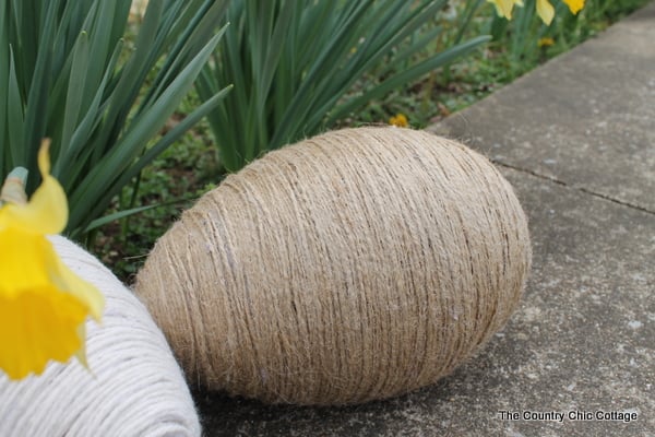 easter eggs wrapped in twine