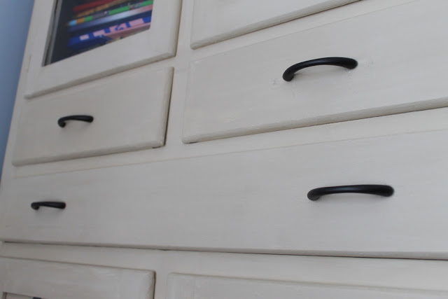 black door hardware on refinished armoire