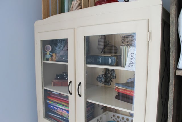 hutch of vintage chalk paint cabinet