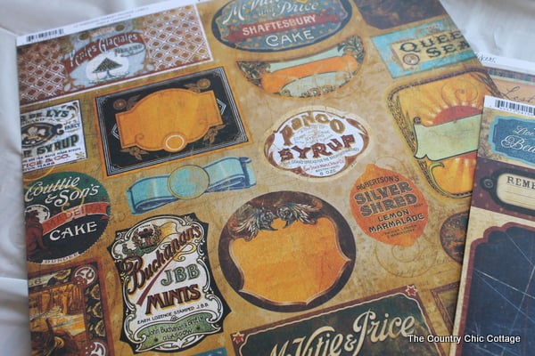 DIY Vintage Labels scrapbook paper with vintage labels