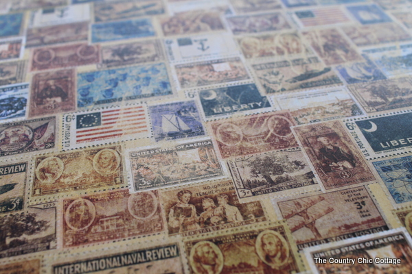 DIY Vintage Labels scrapbook paper with stamps