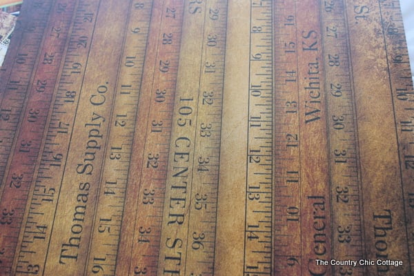 DIY Vintage Labels scrapbook paper with vintage rulers