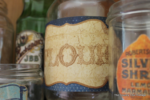 DIY Vintage Labels on recycled jars