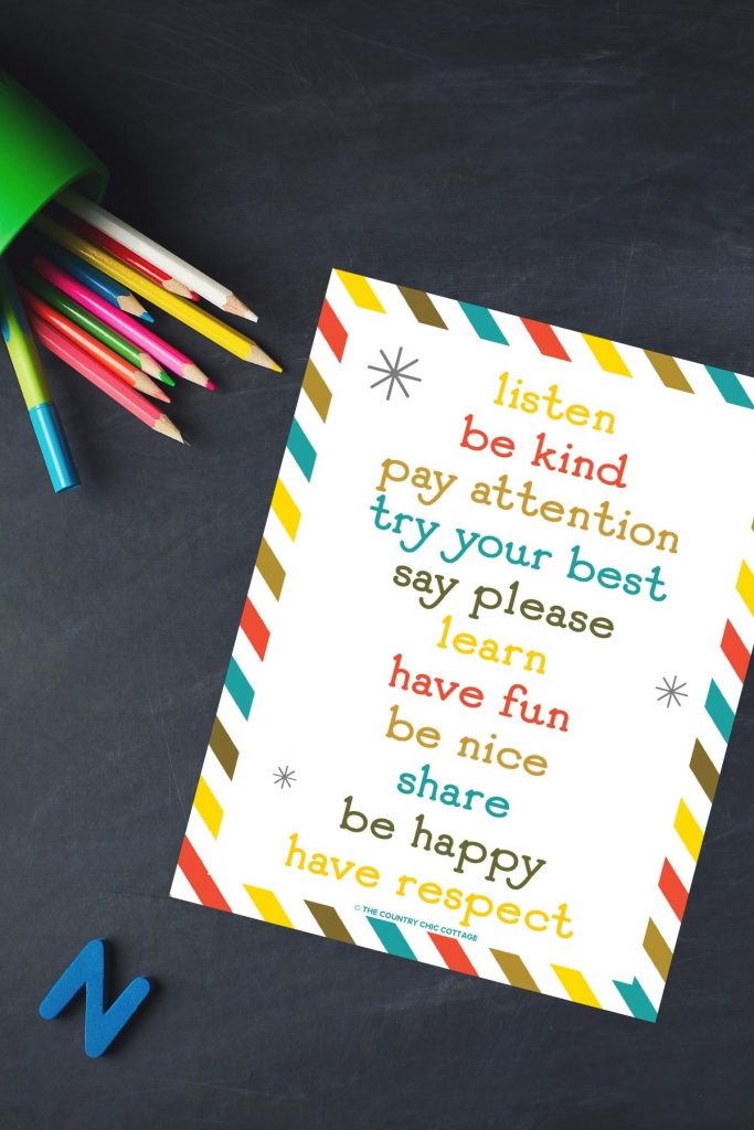 Free Classroom Rules Printable for Classrooms or Homeschools - Angie ...