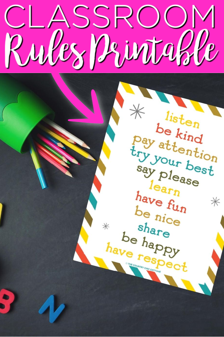 Print this classroom rules printable for free and add to your classroom! Perfect for teachers and even those that are homeschooling! #teacher #printable #freeprintable #classroom