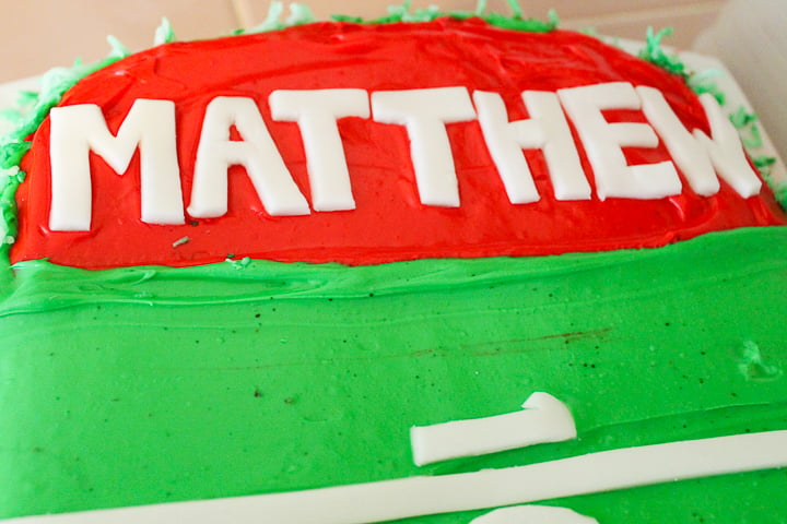 football end zone on a cake