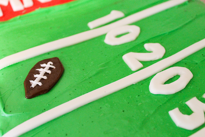 fondant football on a cake