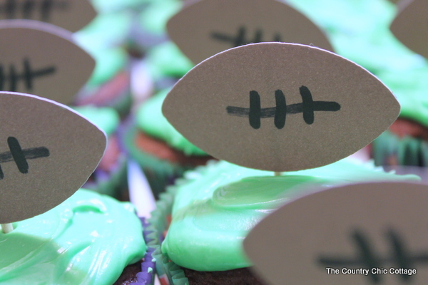 Cupcakes with football topper.