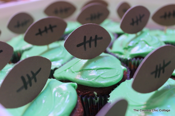 Finished football cupcakes.