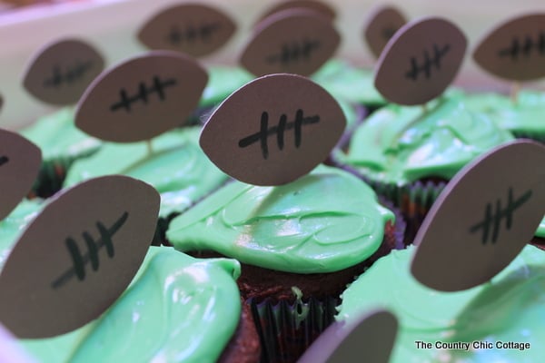 football cupcakes Finished football cupcakes.