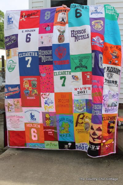 t-shirt quilt made for a graduation gift