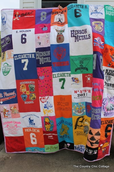 memory quilt made from t-shirts