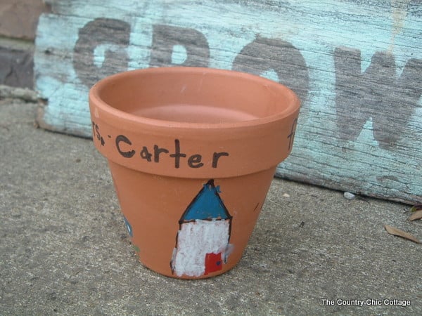 painted terra cotta flower pot