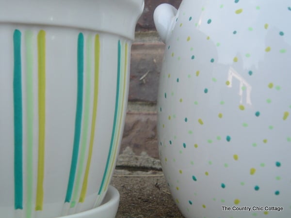 Hand painted ceramic pots
