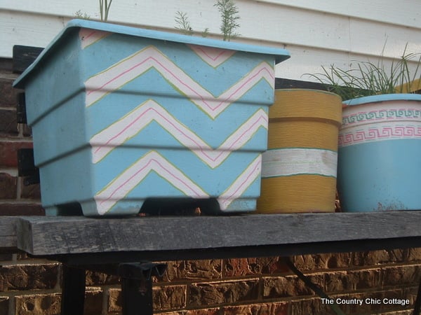 Garden planters painted with paint markers