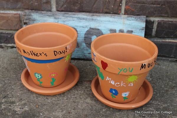 hand-painted flower pots