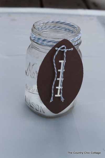 Football tag mason jar.