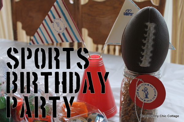 Sports-themed birthday party table decor.