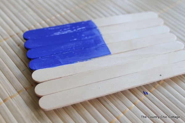 blue square on popsicle sticks