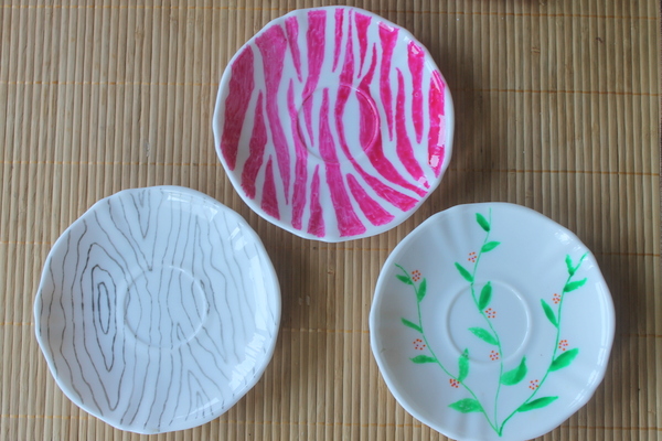 trio of painted plates