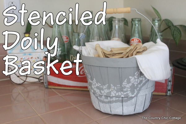 stenciled doily basket