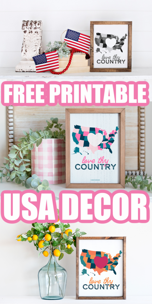 free printable USA map decor