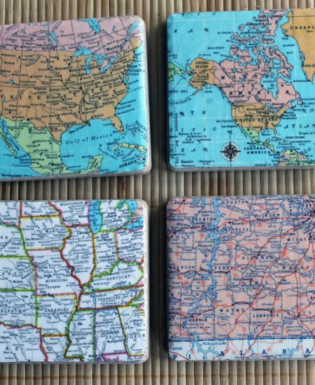 DIY map coasters - make your own coasters for a great gift idea! Choose any maps that you want!