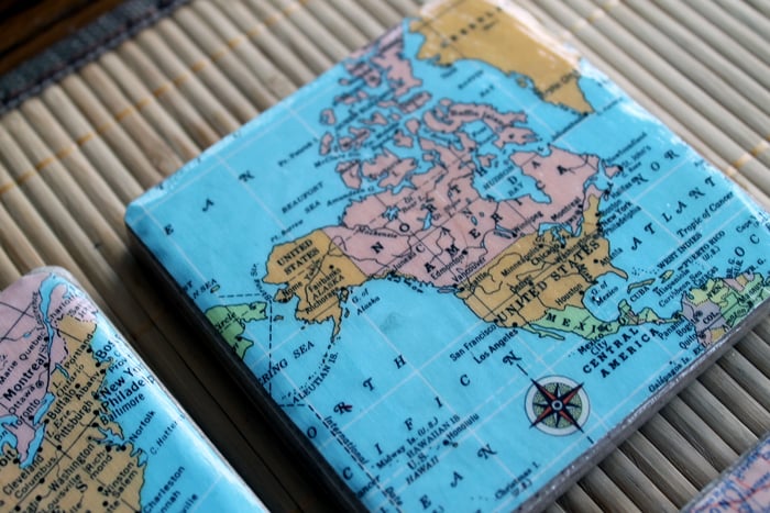 DIY Map coaster upclose