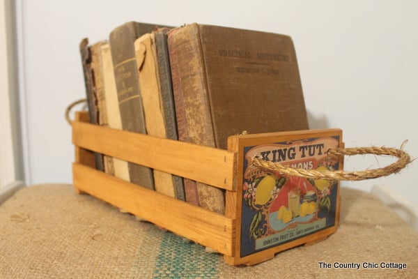 vintage crate with old books