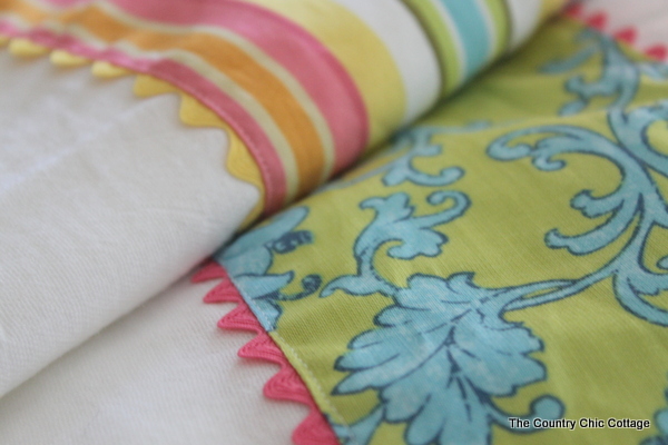 fabric adorned flour sack towels