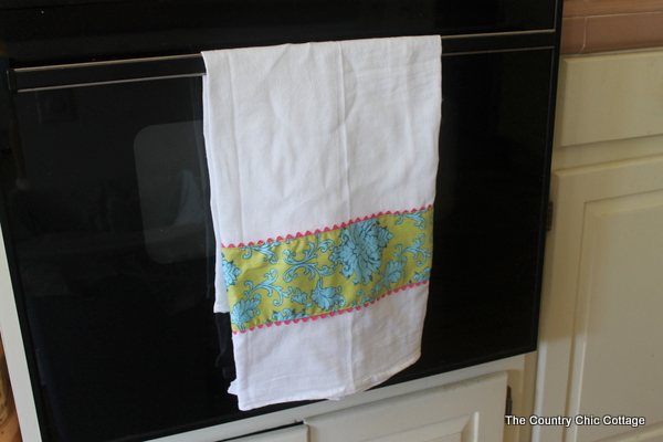 flour sack towel hanging on oven door