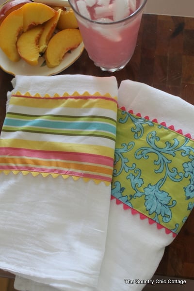 striped and damask flour sack towels