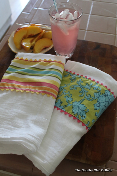 Flour Sack towels on wooden cutting board