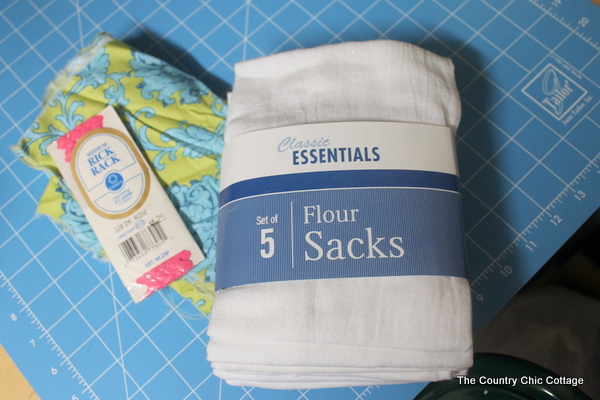 set of flour sack towels on blue cutting board