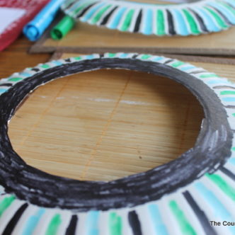 paper plate frisbee colored with markers