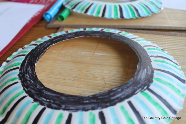 paper plate frisbee colored with markers