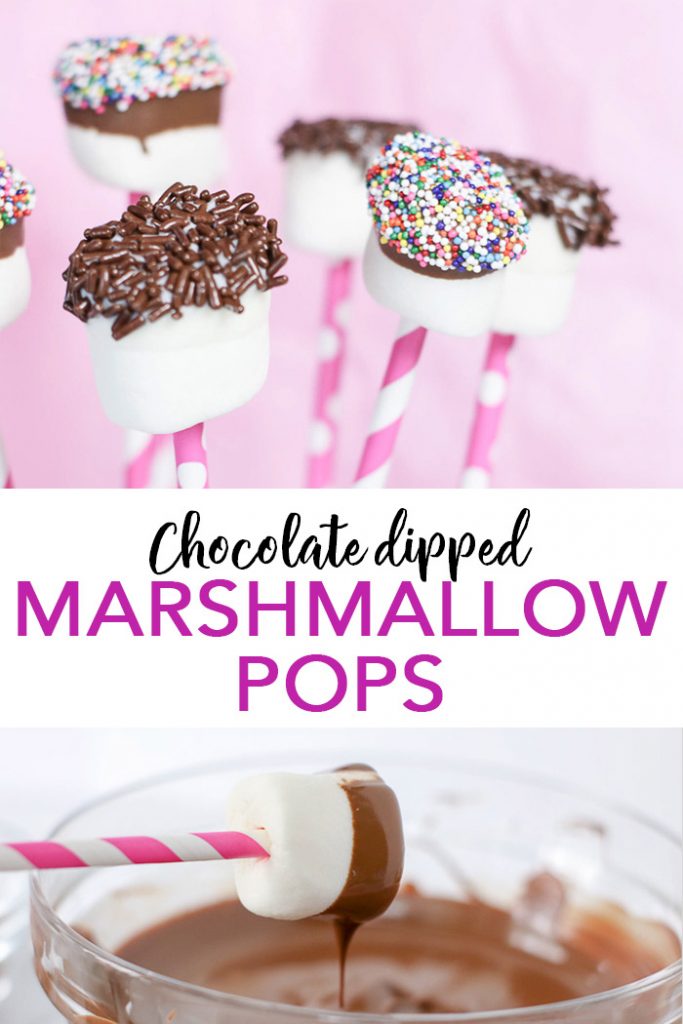 Learn how to make chocolate dipped marshmallow pops with these easy instructions and recipe! #marshmallows #dessert #recipe
