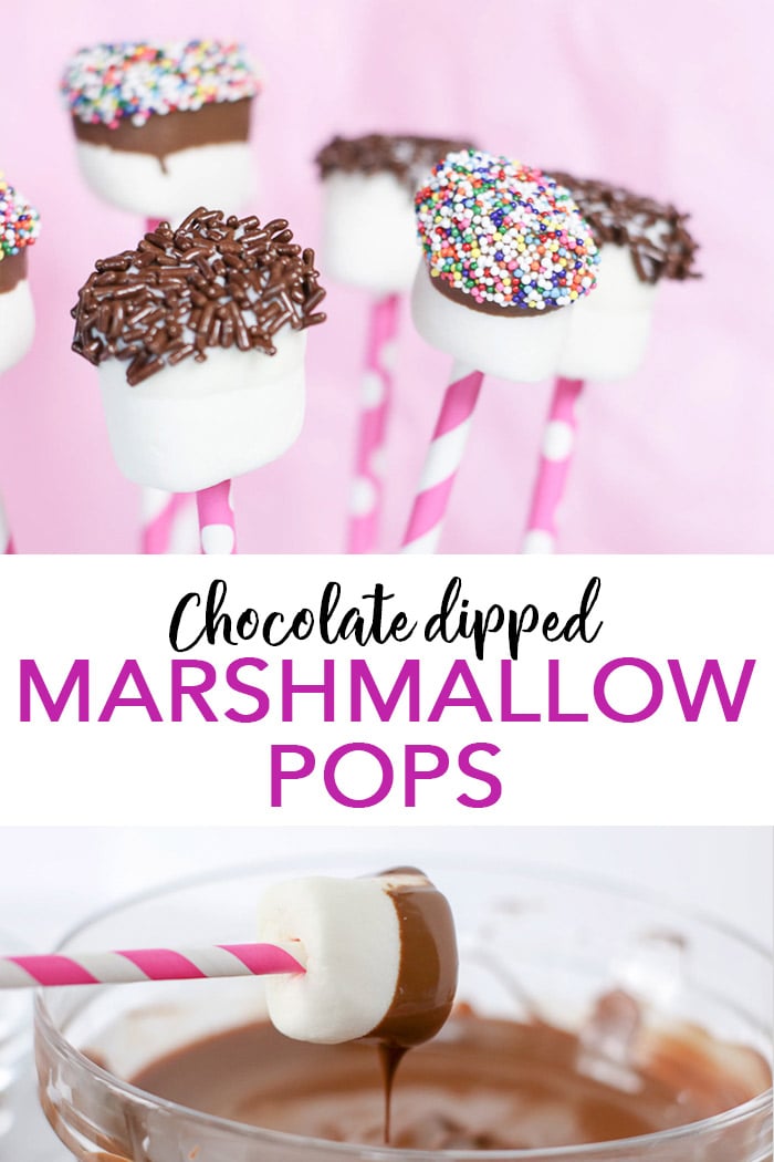 Learn how to make chocolate dipped marshmallow pops with these easy instructions and recipe! #marshmallows #dessert #recipe 