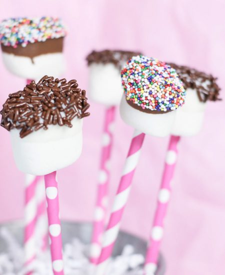 Add marshmallow pops to paper straws for a fun party treat!